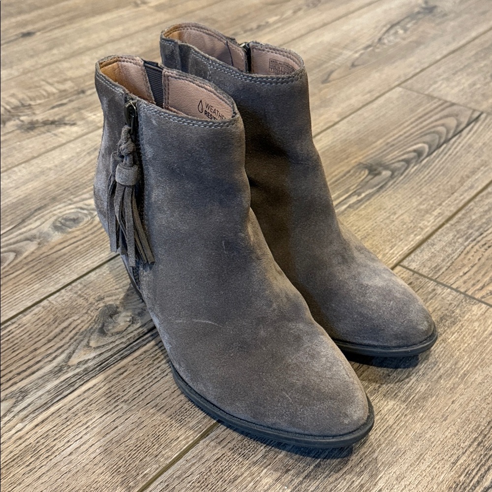 Vionic Charcoal Ankle Booties with Side Tassel